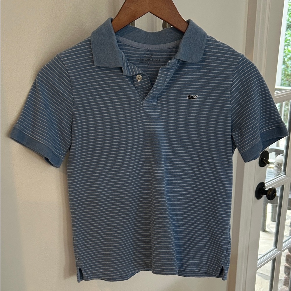 Vineyard Vines Kids Polo in Blue and White Stripes